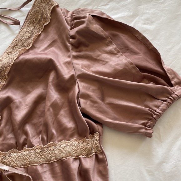 Lane Bryant Babydoll Top Womn 14 Mauve Lace Satin Ethereal Fairy Ballet Ren Fair - Picture 5 of 13